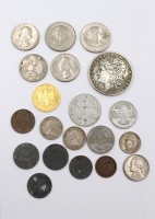 Auktion 374<br>Konvolut div.  M&uuml;nzen, 1x Dollar Replik, teilw. &auml;lter, kein Silber!