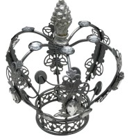 Auktion 374<br>2 Hochzeitskronen mit Strass, Silber+Gold, H-ca. 14 cm