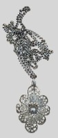 Auktion 374<br>Silber-835- Kette mit Filigran Bl&uuml;tenanh&auml;nger, L-48 cm, 5,75 gr