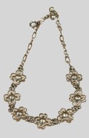 Auktion 374<br>Silber Fusskettchen mit Bl&uuml;tenmuster, L-ca. 25 cm, 7,14 gr