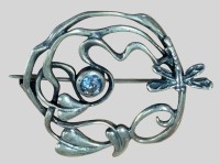 Auktion 374<br>Silberbrosche-925- mit hellblauen Stein, ca. 3x3 cm, 4,82 gr