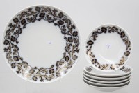 Auktion 374<br>7tlg. Konfektset, Krautheim, 70er Jahre, 1x kl. Teller mit Chip, ca. D-18cm u. 10,5cm