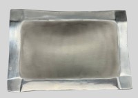 Auktion 374<br>Schale , Aluminium, rechteckig, Matt, geb&uuml;rstet, H-6 cm, 31,5x22 cm