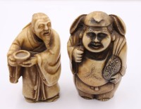Auktion 374<br>2 Figuren, Kunstmasse, wohl Japan, ca. H-7cm