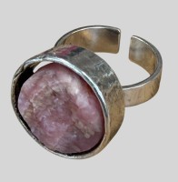 Auktion 374<br>massiver Silberring-800- mit Natur Rosenquartz, 11,70 gr