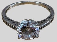 Auktion 374<br>Silberring mit klaren Stein-800-, 2,38 gr, RG 57