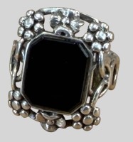 Auktion 374<br>Silberring-925- mit Onyx Lagenstein, RG 56, 4,95 gr