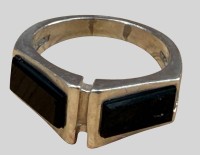 Auktion 374<br>Silberring-835- mit 2 Onyx-Platten, Fischland Schmuck!!, RG 56, 5,14 gr.