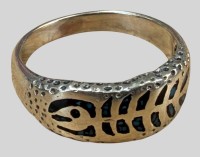 Auktion 374<br>Silberring-925- mit stilis. Fisch, T&uuml;rkiseinlagen, RG 61, 3,83 gr