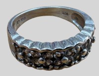 Auktion 374<br>Silberring -925- mit karen Steinen, RG 50, 3,26 gr