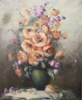Auktion 374<br>unlerserl. signiertes Blumenstilleben, &Ouml;l/Leinwand, gut gerahmt, RG 78,5 x 68,5cm