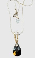 Auktion 374<br>Silberkette-925- "Celesta" mit Anh&auml;nger mit dkl. Stein, L-ca. 25 cm, 11,05 gr