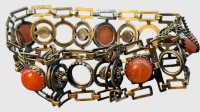 Auktion 374<br>Silber -875- (Russland) Armband mit Karneol?, Sicherheitskette, L-18 cm, 23,4 gr