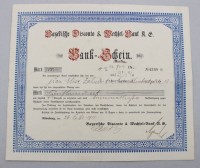 Auktion 374<br>Bank-Schein der Bayerischen Disconto- &amp; Wechsel-Bank A.G. aus N&uuml;rnberg &uuml;ber 500 Mark