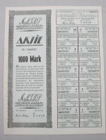 Auktion 374<br>Aktie &uuml;ber 1000 Mark der &bdquo;Mafag&ldquo; Maschinen-Fabrik-Aktiengesellschaft in Parchim, 1923
