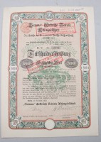 Auktion 374<br>Teilschuldverschreibung &uuml;ber 500 Mark stammt von der &bdquo;Siemens&ldquo; Elektrische Betriebe Aktiengesellschaft, 1912, gelocht