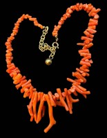 Auktion 374<br>rote Astkoralle-Halskette mit Amerik. Doublekette und Schliesse, L-ca. 40 cm, 17,28 gr.