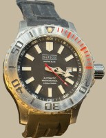 Auktion 374<br>Taucheruhr "Barbos" Marine blue, Automatic, ungetragen und neuwertig, Werk l&auml;uft, mit Kautschukband, D-4,5 cm