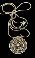 Auktion 374<br>Schlangenhalskette mit Tierkreis-Zeichen Anh&auml;nger, Kette L-60 cm, Amulett D-3 cm, 15,9 gr