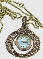 Auktion 374<br>mechan. Damen-Umh&auml;ngeuhr "Hanowa", Doublekette und Rahmen, Werk l&auml;uft, guter Zustand