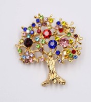 Auktion 374<br>Modeschmuck-Brosche, Baum . Farbsteinbesatz, 5 x 4,5cm