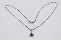 Auktion 374<br>kl. Granatanh&auml;nger an Halskette, je 800er Silber, 4,7gr., Kette L-44cm Anh. L-1,5cm