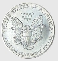 Auktion 374<br>One Liberty Dollar 1992,USA,  1 Unze Feinsilber, 31,45 gr., D-4 cm, ss,