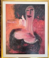 Auktion 374<br>Bente Merrild (1943)  Madama 2013 betitelte  Grafik, gerahmt/Glas, RG 91x73 cm