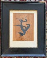 Auktion 374<br>N. Bonner, 1977 oder &auml;hnlich, "Geisterstunde" betitelte Tuschezeichnung auf Holz?, ger/Glas,  RG 59x48 cm