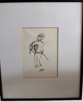 Auktion 374<br>Fernando BOTERO (1932-2023) "Torero" wohl Federzeichnung?, ger/Glas, RG 41x35 cm (Rahmung nicht ge&ouml;ffnet)