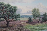 Auktion 375 / Los 4003 <br>Bernhard DE BRUYCKER (1891-1971), Heidelandschaft, &Ouml;l/Leinwand, gerahmt, RG 55,5 x 69,5cm