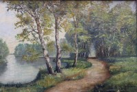 Auktion 375 / Los 4004 <br>W.Schwarz, Seenlandschaft, &Ouml;l/Leinwand, gerahmt, RG 48 x 68cm