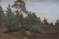Auktion 375<br>anonyme Heidelandschaft, &Ouml;l/Leinwand,  gerahmt, RG 49  x 66cm