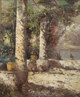 Auktion 375<br>Arling Ca...?, B&auml;ume, &Ouml;l/Leinwand, gerahmt,  RG 63 x 53cm