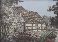 Auktion 375<br>Cornelius Johannes ROGGE (1874-1936) , Wasserm&uuml;hle, betitelt Handzeichnung, ger./Glas, RG 34,5 x 45cm