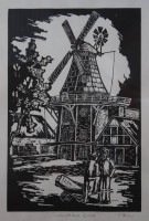 Auktion 375<br>Rahm, Otto (1904 - 1994), Twielenflether M&uuml;hle, Holzschnitt, gerahmt/Glas, RG 62,5 x 44,5cm