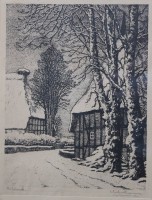 Auktion 375<br>Heinrich BLUNCK-HEIKENDORF (1891-1963), Winterstimmung, orig. Lithographie, ger./Glas, RG 51 x 41cm