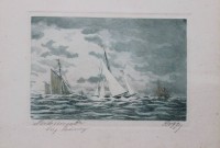 Auktion 375<br>Rogge, Nordseeregatta, Radierung, ger./Glas, RG 20 x 26cm