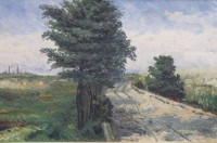Auktion 375<br>Harwordt o.&auml;., Feldweg, &Ouml;l/Hartfaser, gerahmt, RG 37 x 54cm