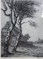 Auktion 375<br>Cornelius Rogge (1874-1936), Tiefland, Radierung, ger./Glas, RG 32 x 26cm