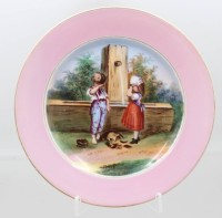 Auktion 375<br>Zierteller, &auml;lter, Kindermotiv, ungemarkt, D-18,5cm