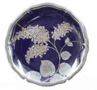 Auktion 375<br>sch&ouml;ne Zierplatte, Rosenthal, Feinsilberauflage und Emaille, ca. D-33cm