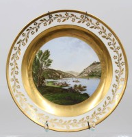 Auktion 375 / Los 8045 <br>Zierteller, wohl Nymphenburg, 19. Jhd., M&auml;usethurm bey Bingen betitelt, ca. D-20cm