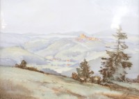 Auktion 375<br>Porzellanbild, Burg Leuchtenberg , um 1956, Seltmann Weiden, gerahmt, RG 24 x 29cm