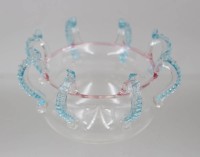 Auktion 375<br>Kunstglasschale, Fadenauflagen, wohl Italien?, ca. H-9cm D-12cm