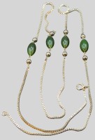 Auktion 375<br>lange Charleston Silberhalskette-835- mit 4 Jade-St&uuml;cken, L-ca. 82 cm, 21,6 gr