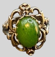 Auktion 375<br>Silberring-835- mit gr&uuml;nen Jadestein, RG 56, 6,27 gr.
