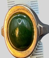 Auktion 375<br>offener Silberring-835- mit gr&uuml;nen Jade Cabouchon, 5,18 gr