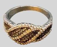 Auktion 375 / Los 1024 <br>Silberring-925-, klare und graue Steine, 4,84 gr., RG 62