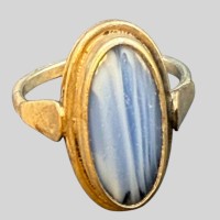 Auktion 375<br>Silberring-835- mit  Spitzen Achat, RG 56, 4,10 gr
